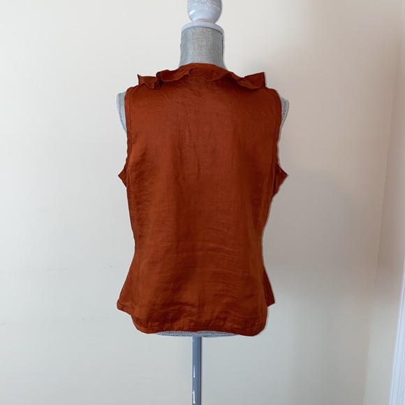 J Jill Sleeveless V-Neck Ruffled Lightweight Sleeveless Button Front Blouse M - Picture 4 of 8